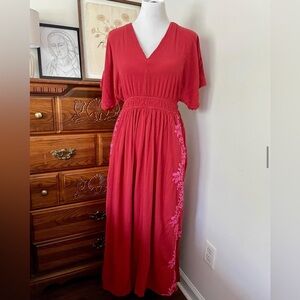 Knox Rose Rusty Red V-Neck Dolman Sleeve Maxi Gown